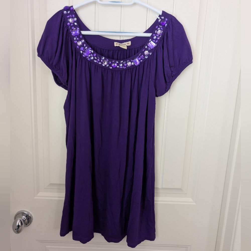 Early 2000s Forever 21 Long Purple Embellished Top